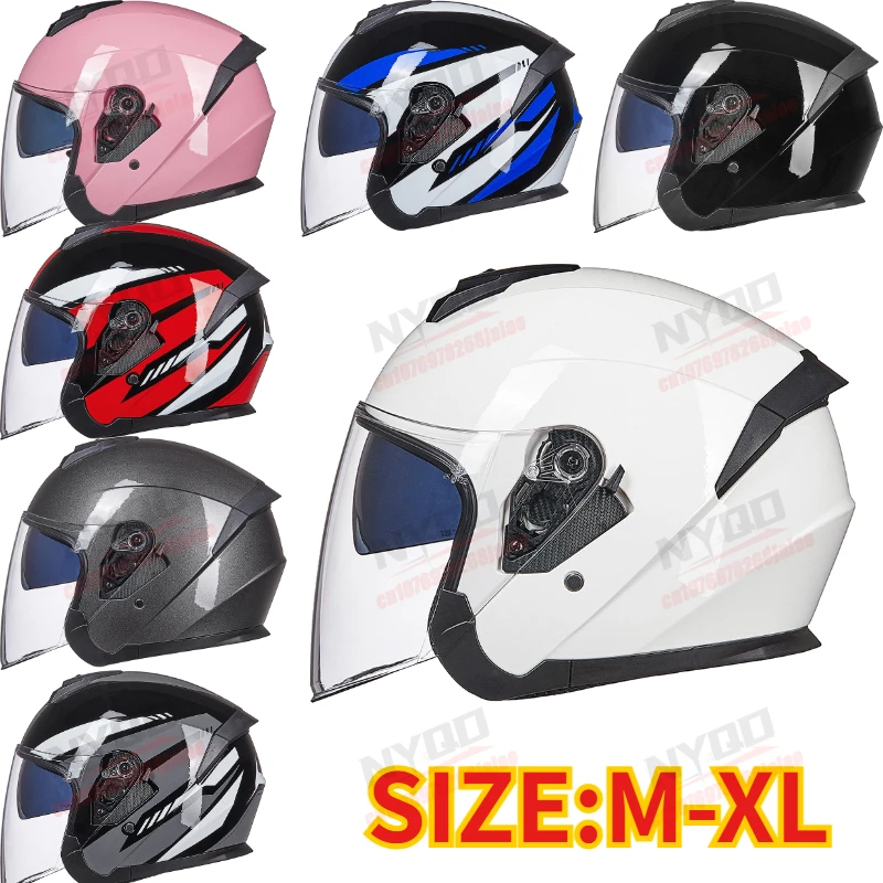 

Electric Motorcycle Helmet Dual Lens Half Helmet Lightweight Semi-Covered for Men Women All Season Summer Scooter