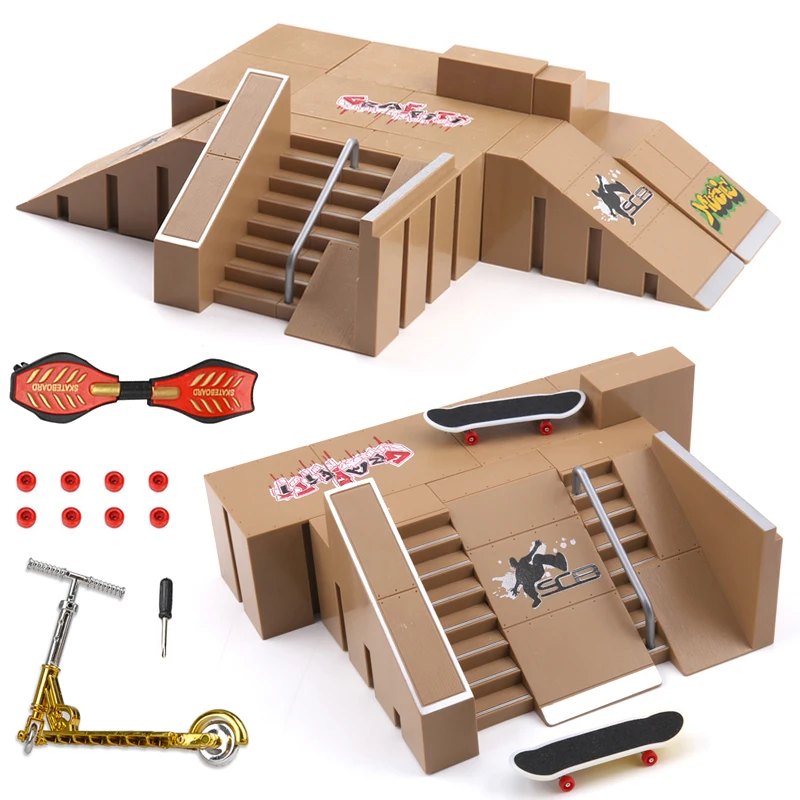 Simulado de madeira cor dedo skate cena diy mini parque rampa peças para tecnologia prática plataforma dublê casa interior brinquedos