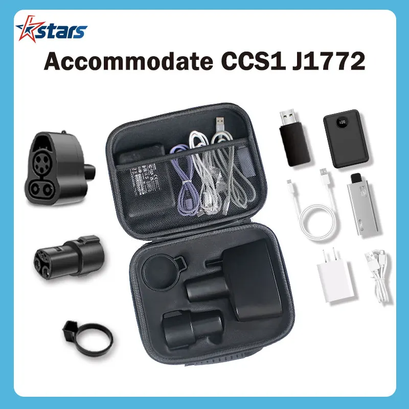 

For Tesla CCS1 J1772 charger adapter storage bag, adapter organizer box, storage bag, electric vehicle charging accessories