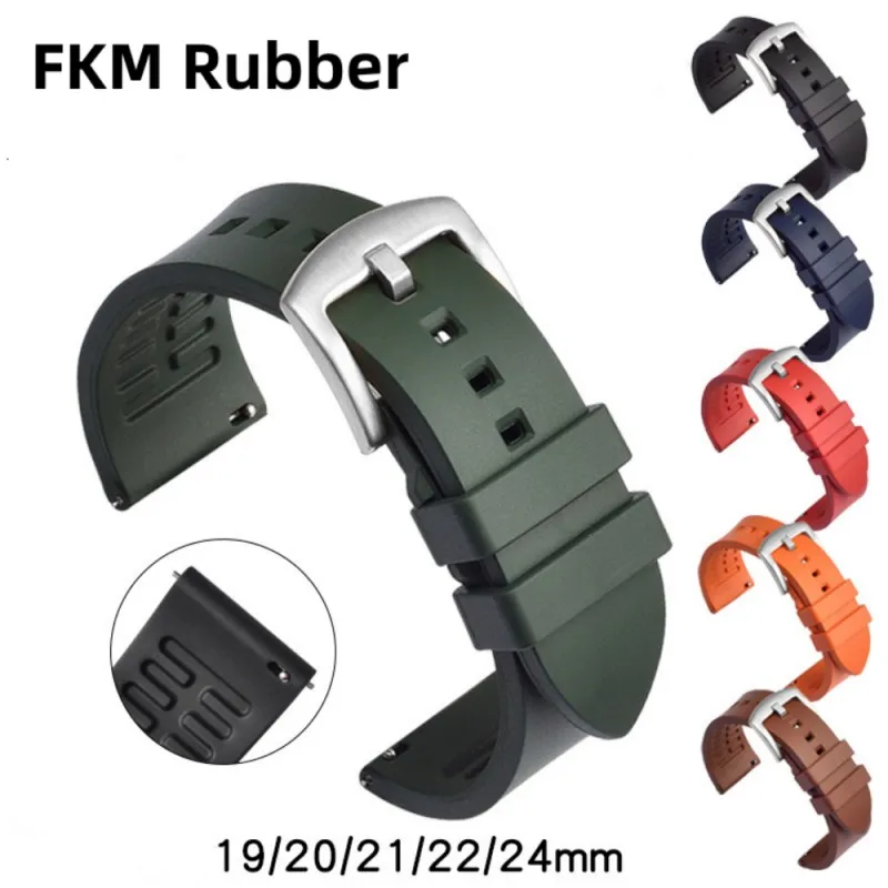 

Fluororub Rubber Watch Strap Hight Quality 20/22mm Sport Watch Band Quick Replacement Diving Watches Waterproof Watchbands