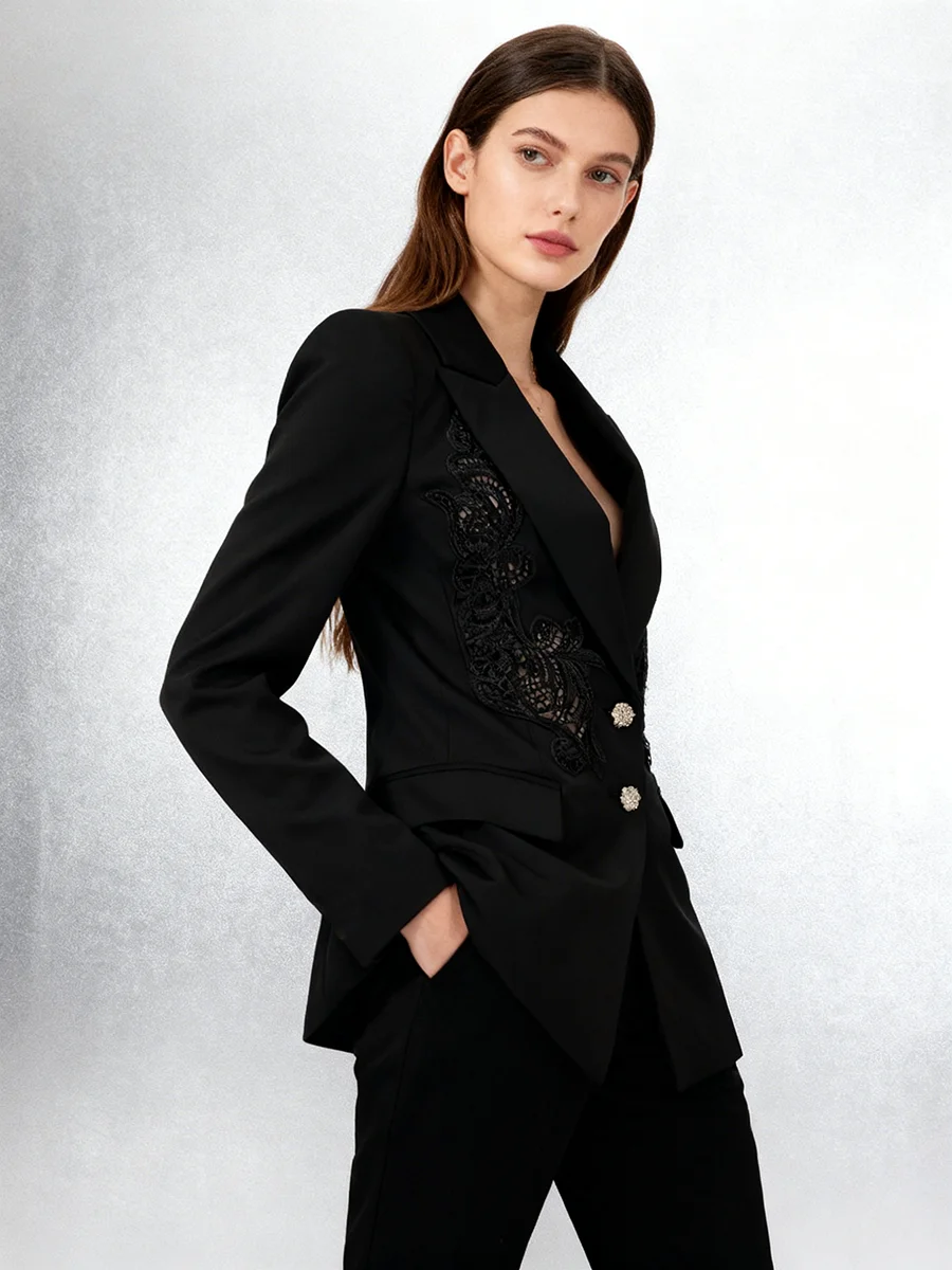 TWOTWINSTYLE однотонные элегантные пиджаки с вышивкой для женщин, туника с длинными рукавами и лацканами, модный пиджак, женская одежда