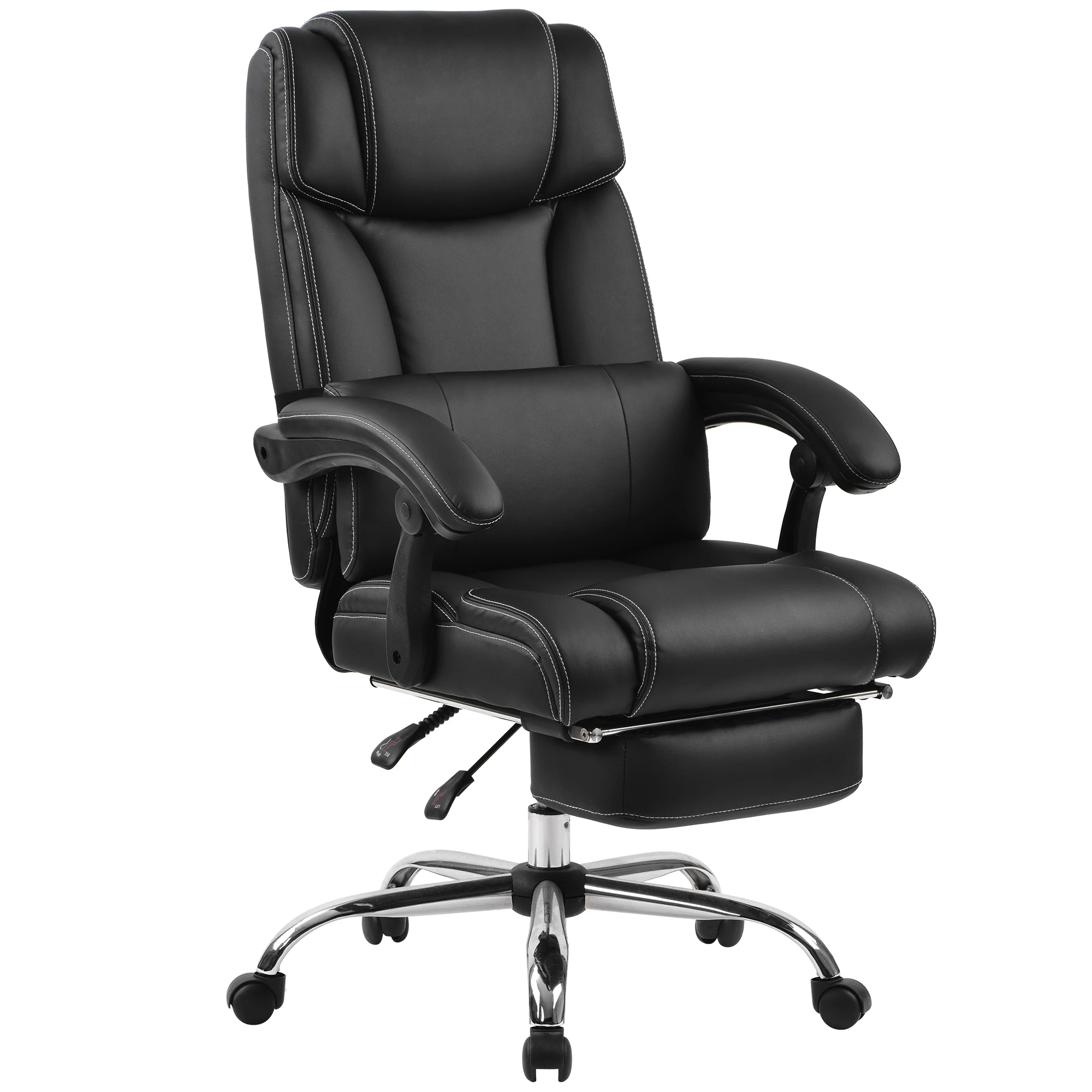 Office Chair High Quality PU Leather/Double Padded/Support Cushion and Footrest[US-W]