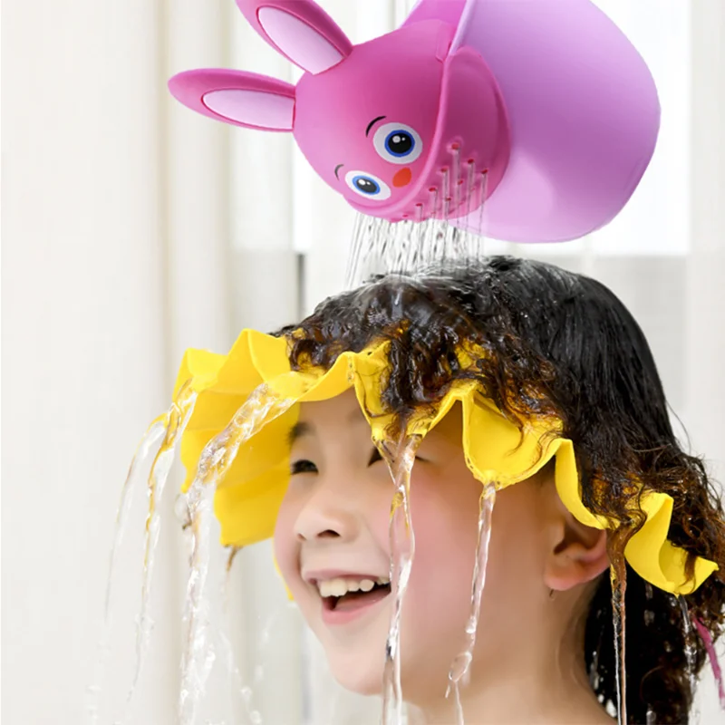 Infant Child Shower Shampoo Cup Baby Cartoon Cute Rabbit Newborn Shower Cup Baby Shower Watering Spoon Bathing Cup Bath Tub