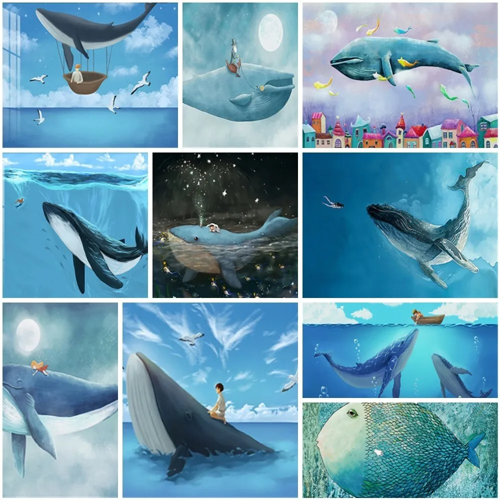 大人のための青いクジラの絵,20x30,カスタムクラフトキット,大人の家の装飾,妻へのギフト,2023,送料無料