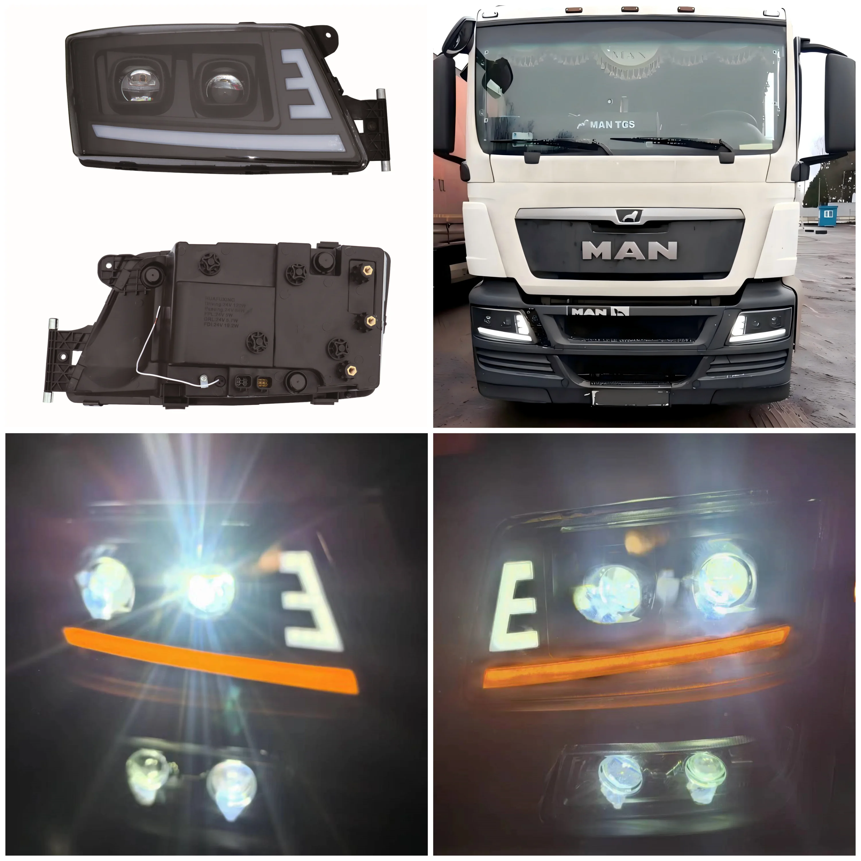 1pcs 24V The Latest Version FULL LED Headlight Fit For MAN TGX TGL TGS Truck DUAL LENS LED Headlight 8125106496 8125106497