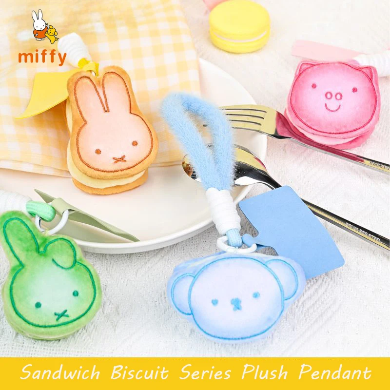 

Kawaii Miffy Plush Pendant Cartoon Sandwich Biscuit Series Fluffy Backpack Accessories Dopamine Cuddly Plush Doll Keychain Gifts