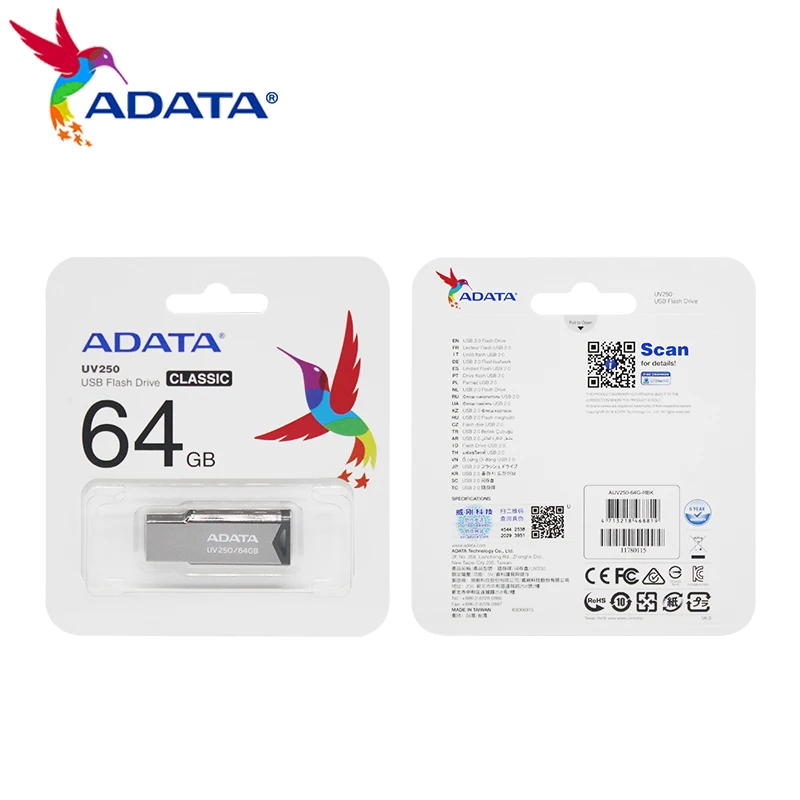 ADATA Original USB Pendrive UV250 64GB USB 2.0 Metal Pendrive USB External Flash Drive Memory Stick U Disk For PC  Computer