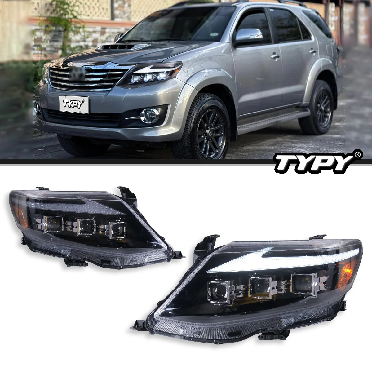 

TYPY Car Lights For Toyota Fortuner 2011-2015 Headlight LED Projetor head Lamp Daytime Running Light Automotive Accessories