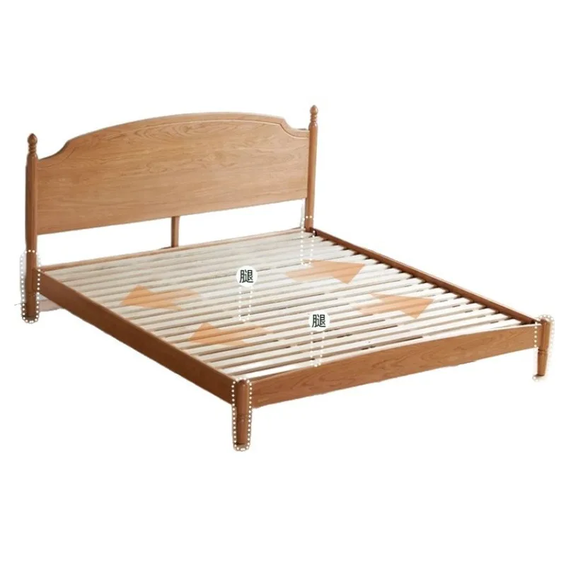 

Solid wood bed French medieval cherry wood double bed retro furniture bedroom home 1.81.5 meters bed