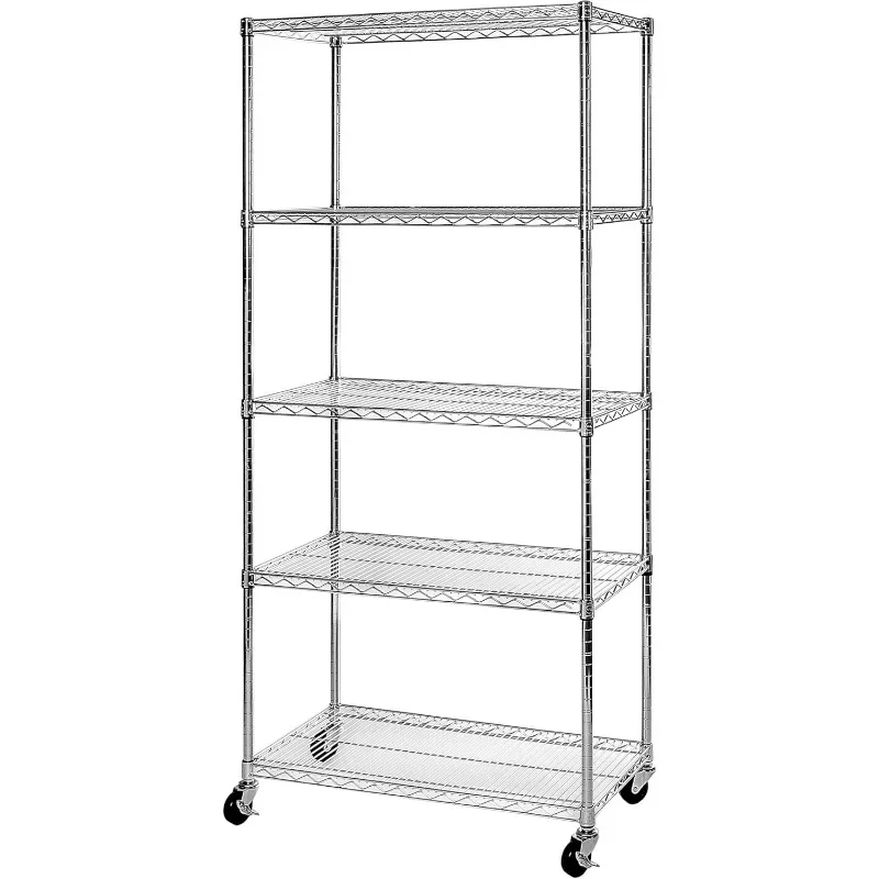 Heavy Duty NSF Solid Steel Wire Rack Storage Unit, Organizer for Garage, Warehouse, Office, Restaurant, Classroom, Kitchen Steel