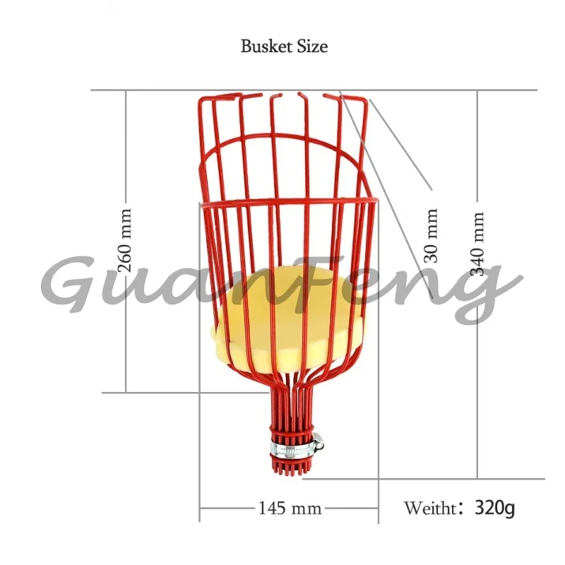 Aluminum Telescopic Pole Manual Fruit Picker with Harvest Basket for Garden Orchard