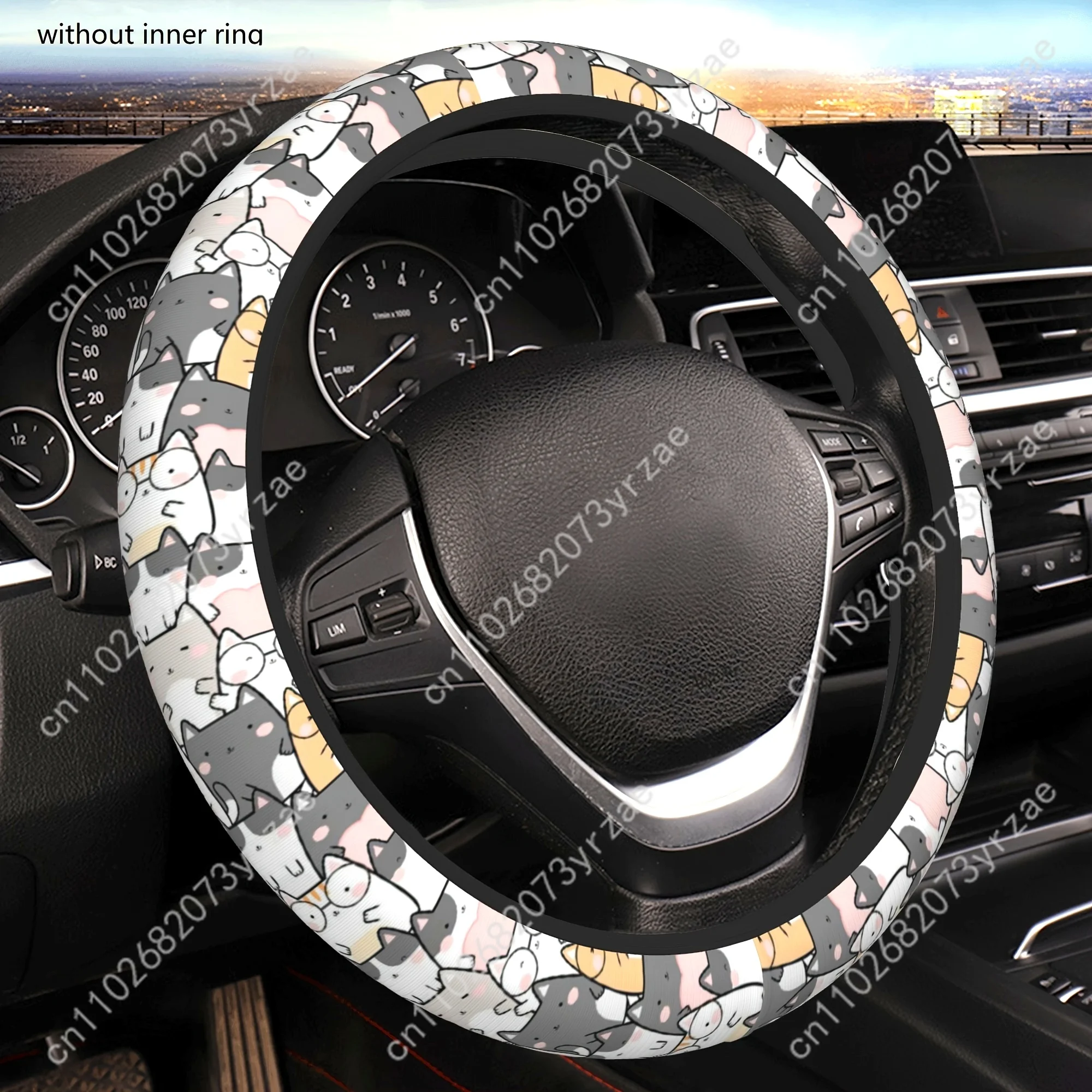 

Adorable Cat Car Steering Wheels Cover Universal Type Environmental Friendly Comfortablenon-slip Breathable Steering Wheel Wrap