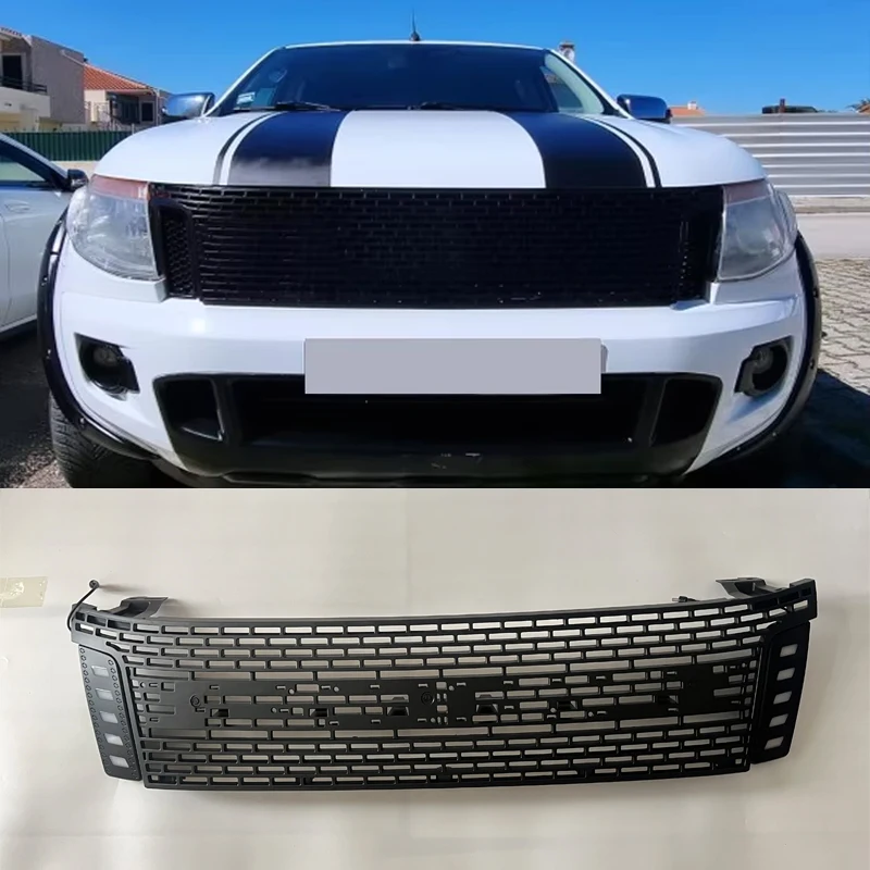 

Aftermarket Grille For FORD RANGER 2012 2013 2014 T6 PX1 Upgrades To RAPTOR Style Front Modification Grill With LED White DRL