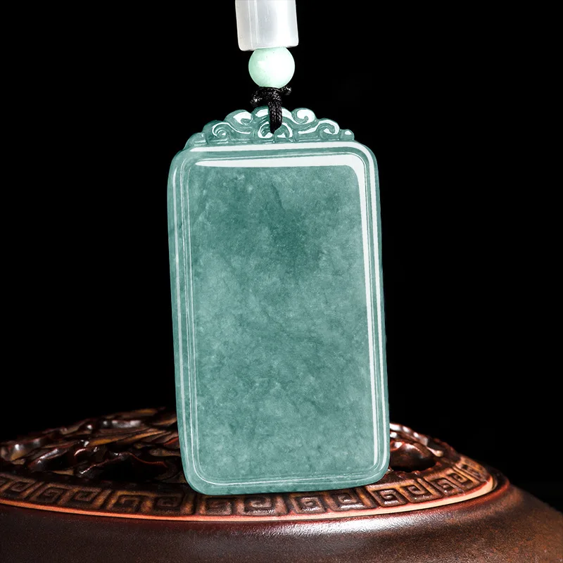 Burmese Jade Blue Water No signboard Pendant Natural Vintage Jewelry Necklaces Jadeite Carved Necklace Choker Talismans Emerald