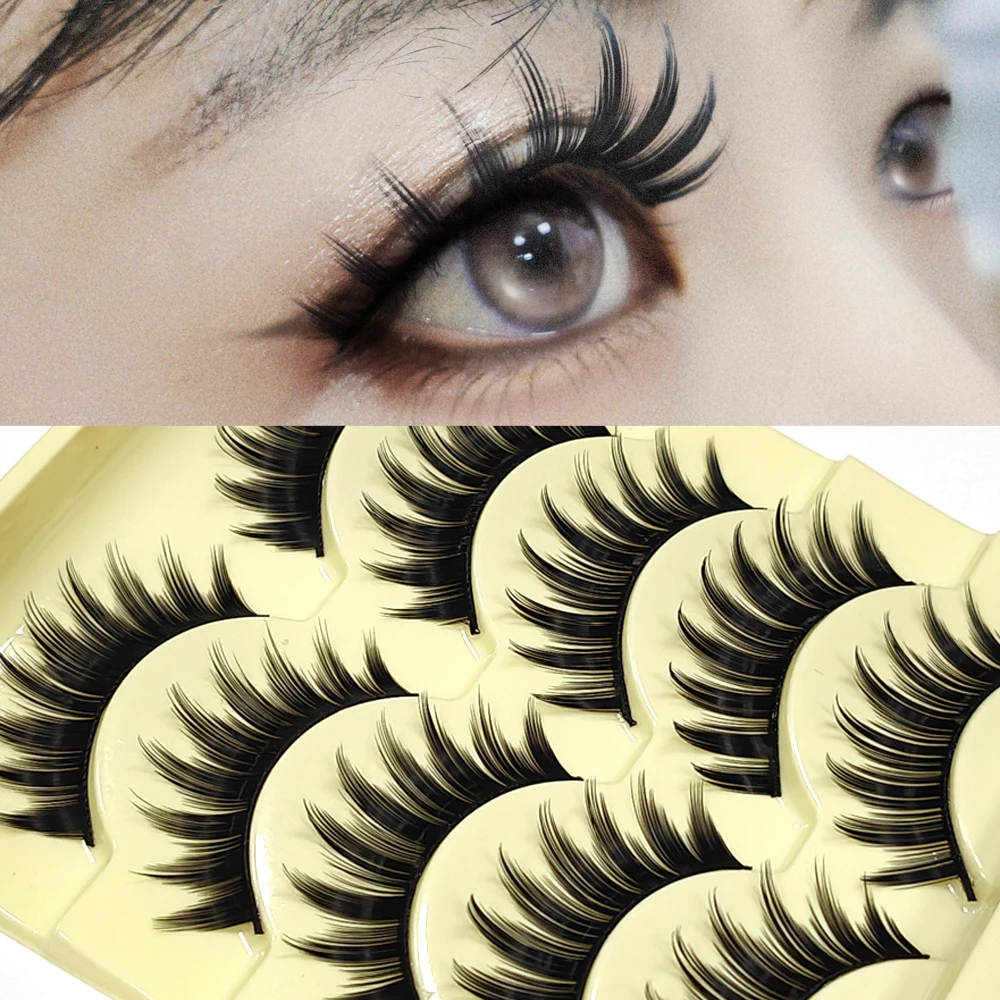 ICYCHEER Thick 5 Pairs Makeup Natural False Eyelashes Eye Lash Long Black Handmade Soft