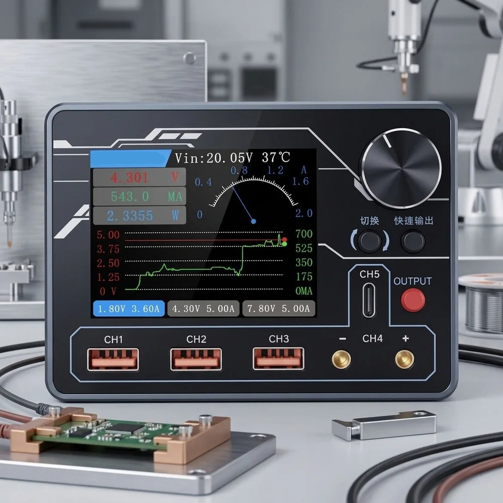 Digital Ammeter with Real-Time AI Fault Analysis Curve Preview Mode DC5V-24V Input Compatible with PD Fast Charging Protocols