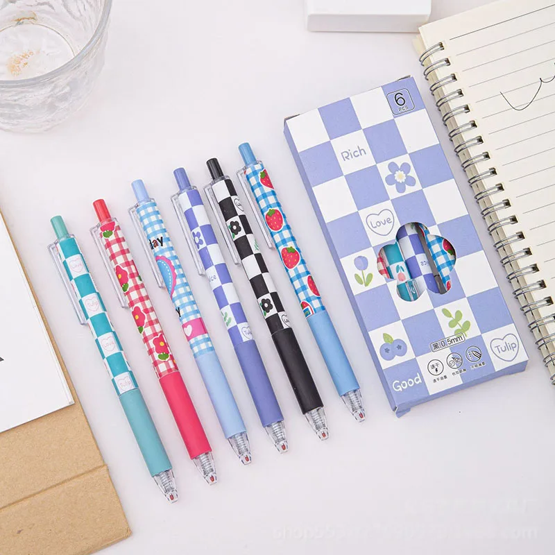 

60 pcs/lot Creative Fruit Flower Press Gel Pen Cute 0.5mm Black Ink Neutral Pens For Writing Office School Supplies