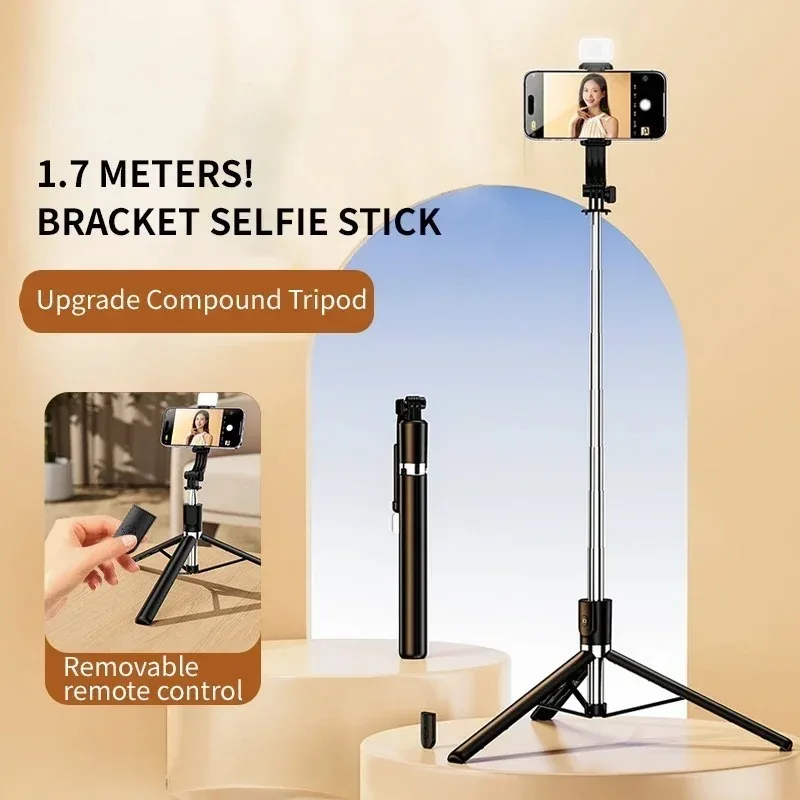 Multi-Function Bluetooth Selfie Stick Tripod with Beauty Light Stabilization Remote Control for iPhone Android Phones