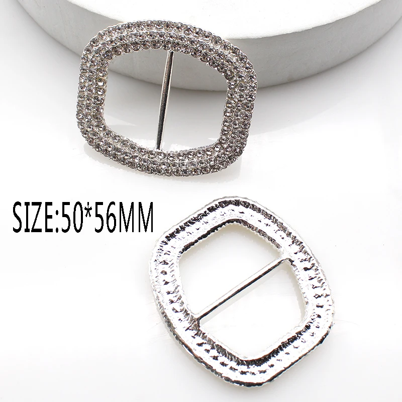 2Pcs/Batch 50*56MM Rhinestone Pearl Shoe Buckle Wedding Decoration DIY Clothing Alloy Festive Ribbon Party Ornament Accessories