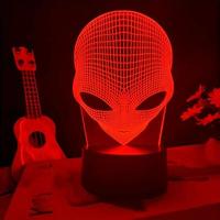 1pc Martians 3D Night Light, 3D Optical Illusion Lamp With Touch, 7-Color Changing Ambient Light For Bedroom