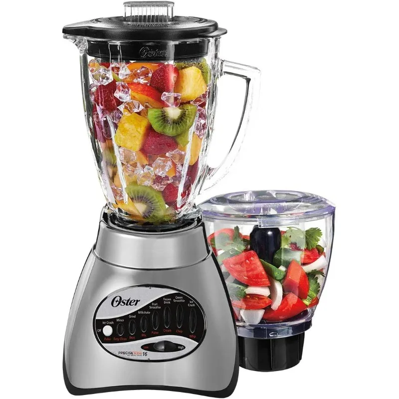 Oster Core 16-Speed Blender with Glass Jar, Black, 006878. Brushed Chrome , 40 Ounce