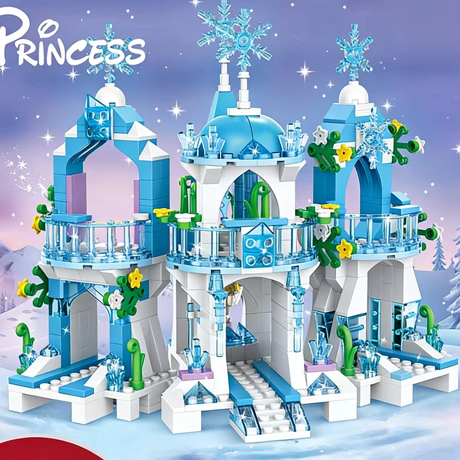 504 PCS MOC Dreamy Ice Villa Snow Castle Building Blocks Set Toys, DIY Princess Scene Decor, Girl Toy Gift For Girls