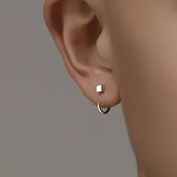 2pcs Vintage Minimalist Square Stud Earrings for Teens, Ear Piercing Earrings for Women Men Pierced Party Earrings Jewelry