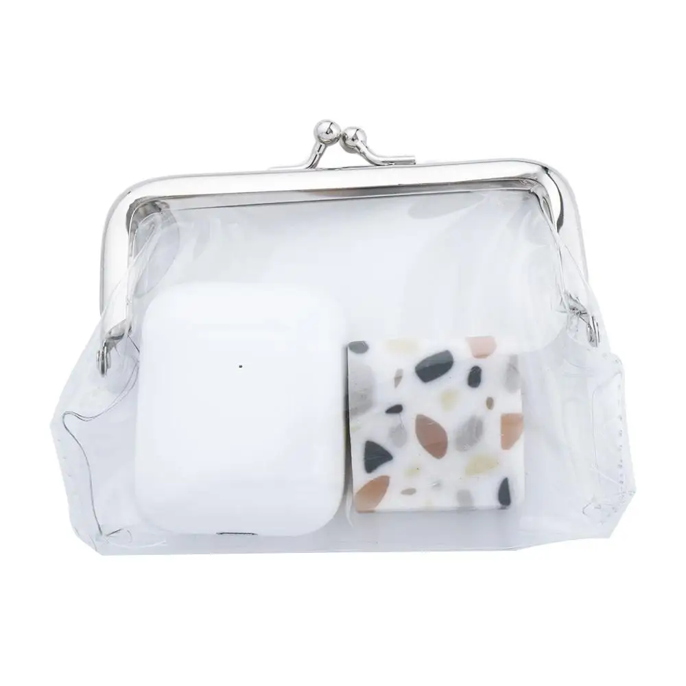 Ins style Iron Mouth Clip Kiss Clasp Lock Money Bags Bank Card Transparent Coin Purse Small Wallet Card Holder Change Purse