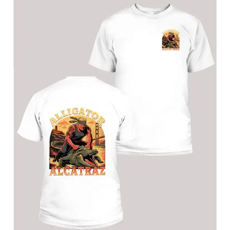

Vintage Alligator Alcatraz T-Shirt Funny Retro Graphic Tee San Francisco Souvenir Vacation Trip Gift for Men and Women