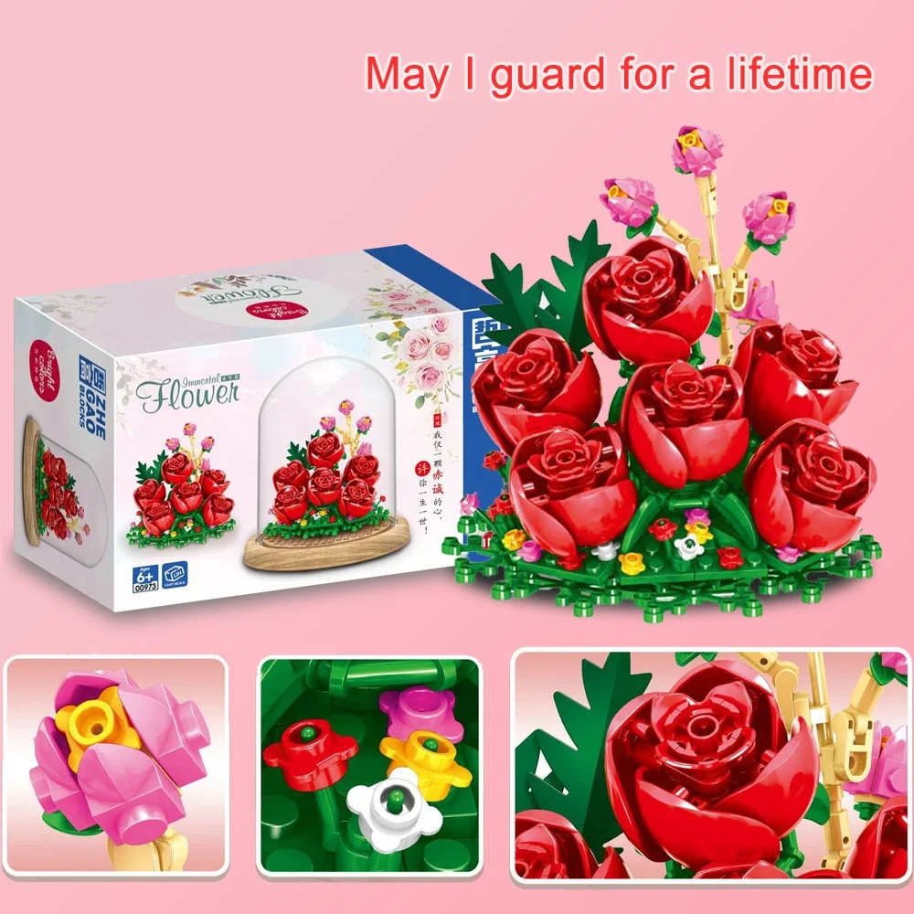 Eternal Flower Mini Building Blocks Toy - Immortalize Your Moments Forever, Perfect for Youth and Creativity, Add Green Home