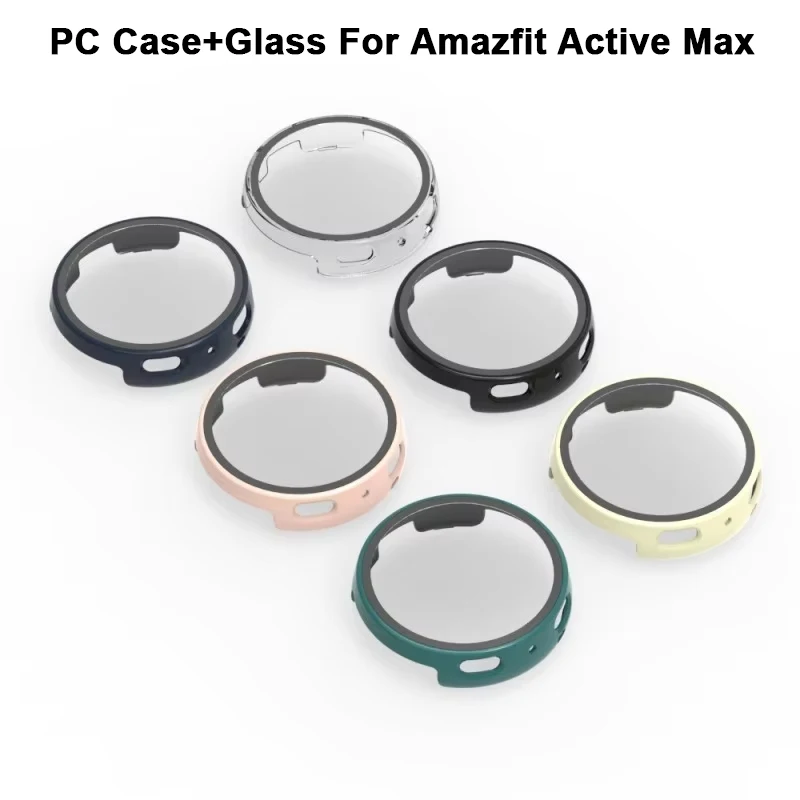 Glas + Hülle für Amazfit Active Max, gehärtetes Glas, Displayschutzfolie, harter PC-Schutzstoßfänger für Amazfit Active Max, Zubehör