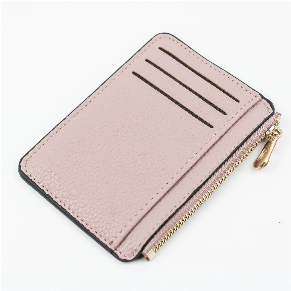 Fashion Mini ID Card Holders Bags Men/Women Business Credit Card Holder PU Leather Slim Bank Card Case Organizer Wallet Zipper