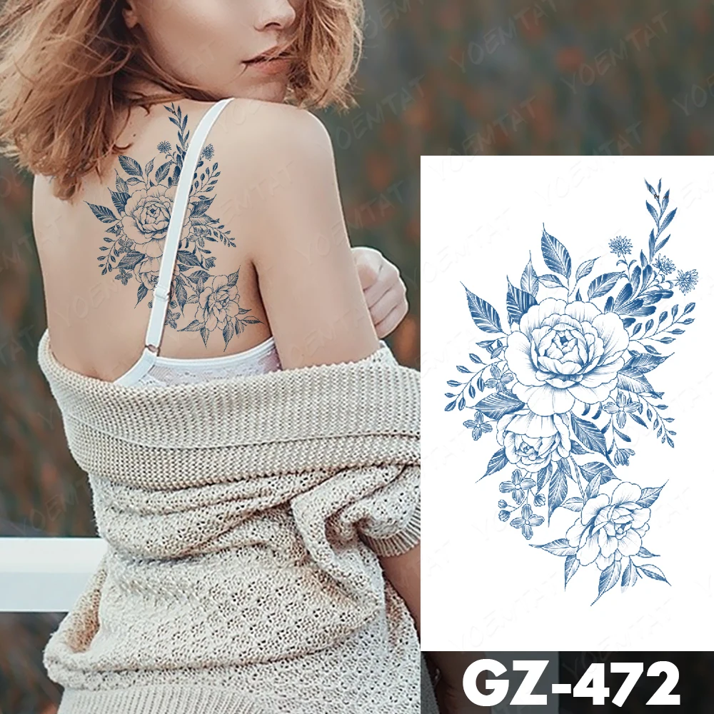 Semi-Permanent Waterproof Temporary Tattoo Sticker Deer Pony Flower Rose Genipin Herbal Lily Juice Lasting Ink Fake Arm Tatoo