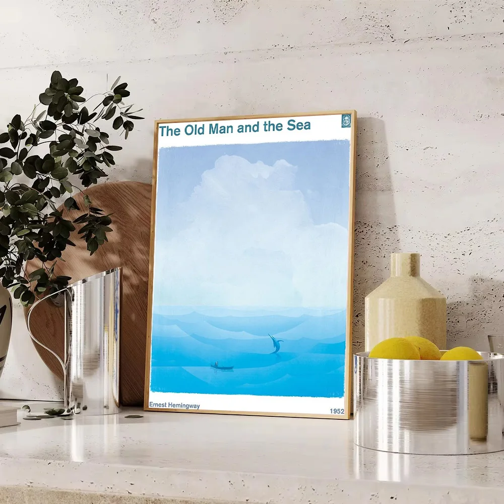 خمر همنغواي قماش الفن الرجل العجوز والبحر جدار ديكور الأدبي المشارك المحيط المشهد اللوحة هدية #1