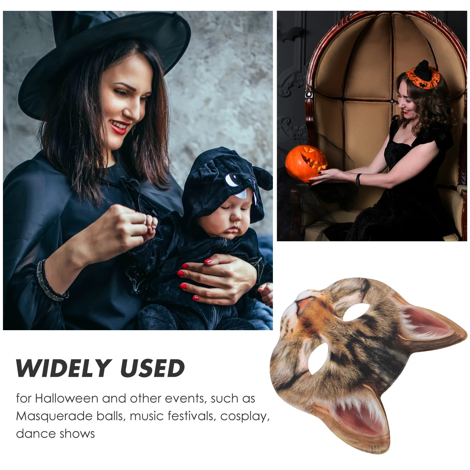 Adereços amantes gato trajes de halloween para gatos apenas máscara masquerade rosto meio olho