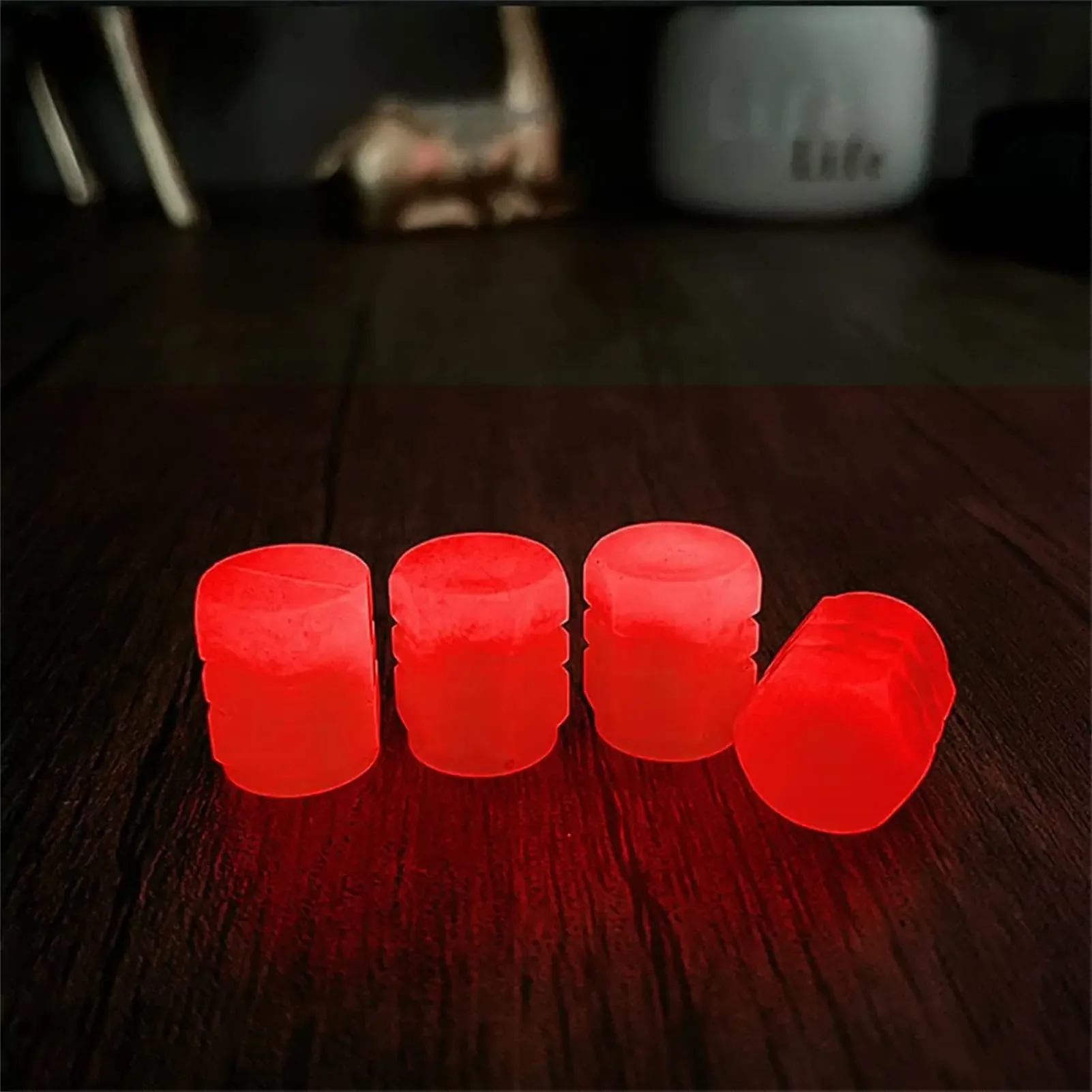 Fluorescent Night Glowing Valve Caps 4Pcs Luminous Car Wheel Tyre Hub Styling Accessories For Audi BMW Mercedes Benz VW Porsche view 6