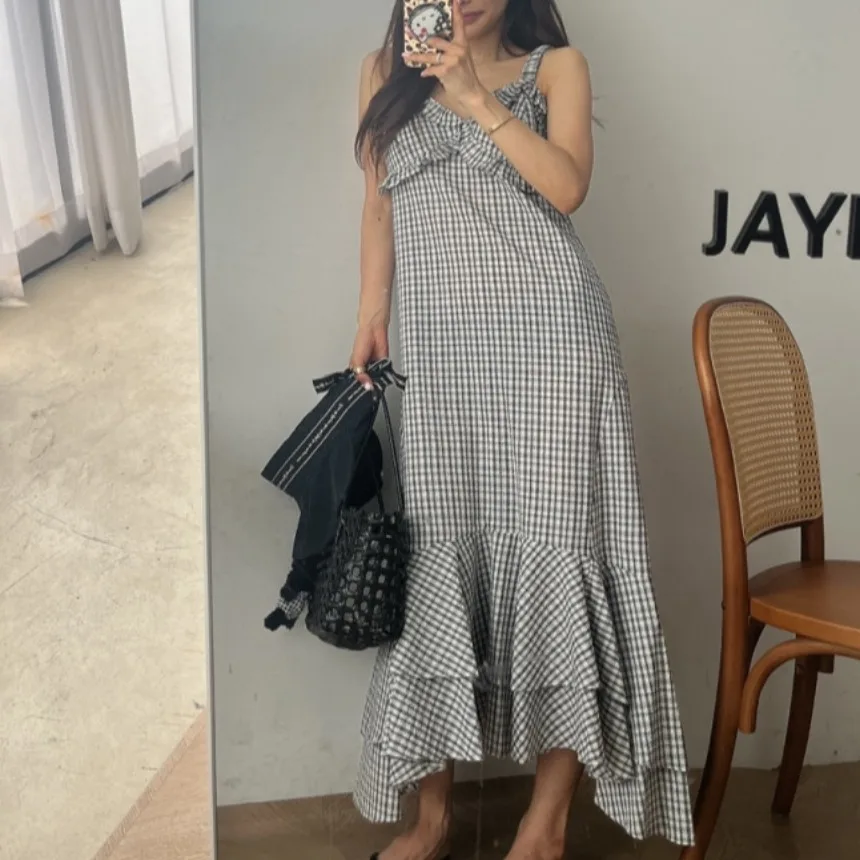 Jupe longue d'été Chic Vintage pour femmes, tenue de vacances, avec ourlet irrégulier, motif animé, sans Sve, vêtements de trajet