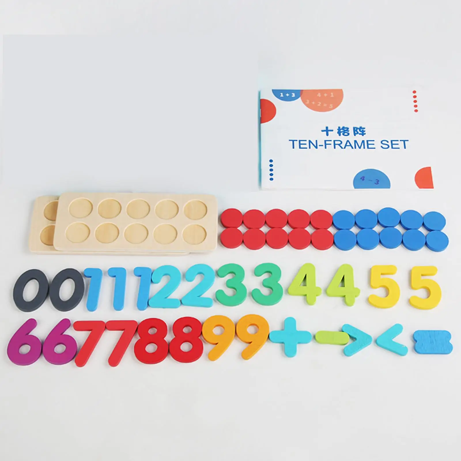 Montessori Toys Wooden Number Concepte Ten Frame Set Math Manipulatives Kits for