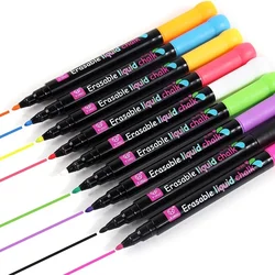 8Color 1-2mm Liquid Chalk Erasable Highlighter Fluorescent Marker Pen for Whiteboard Graffiti LED Advertisement Chalkboard White