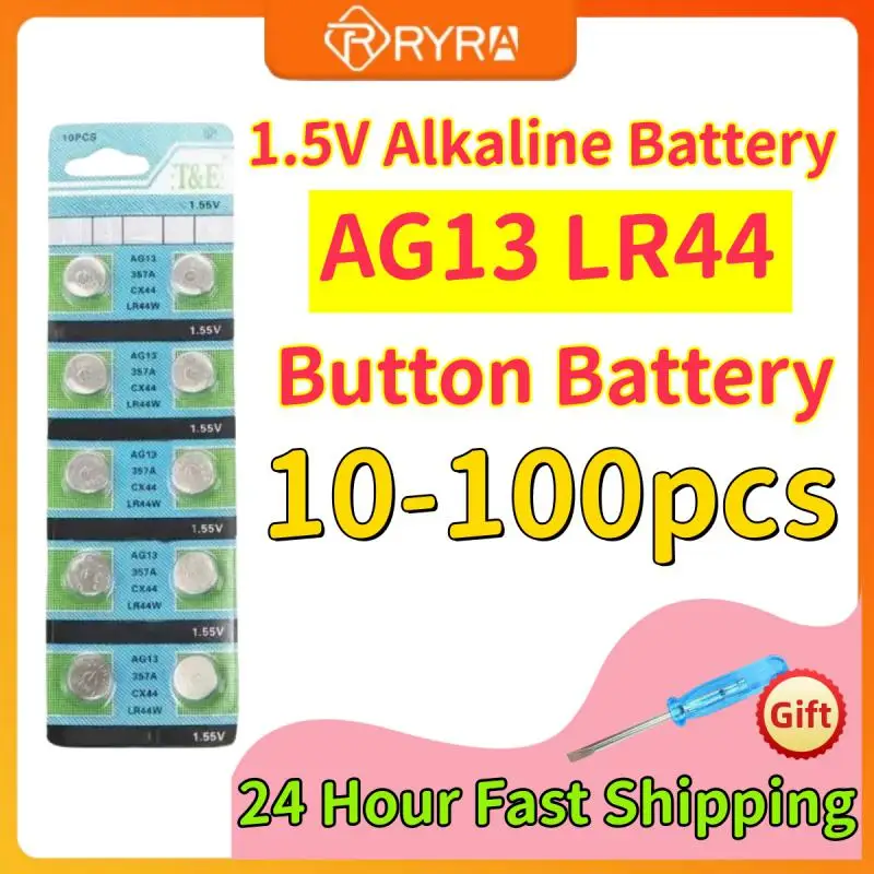 10-100PCS Alkaline Battery AG13 1.5V LR44 386 Button Coin Cell Watch Toys Batteries Control Remote SR43 186 SR1142 LR1142