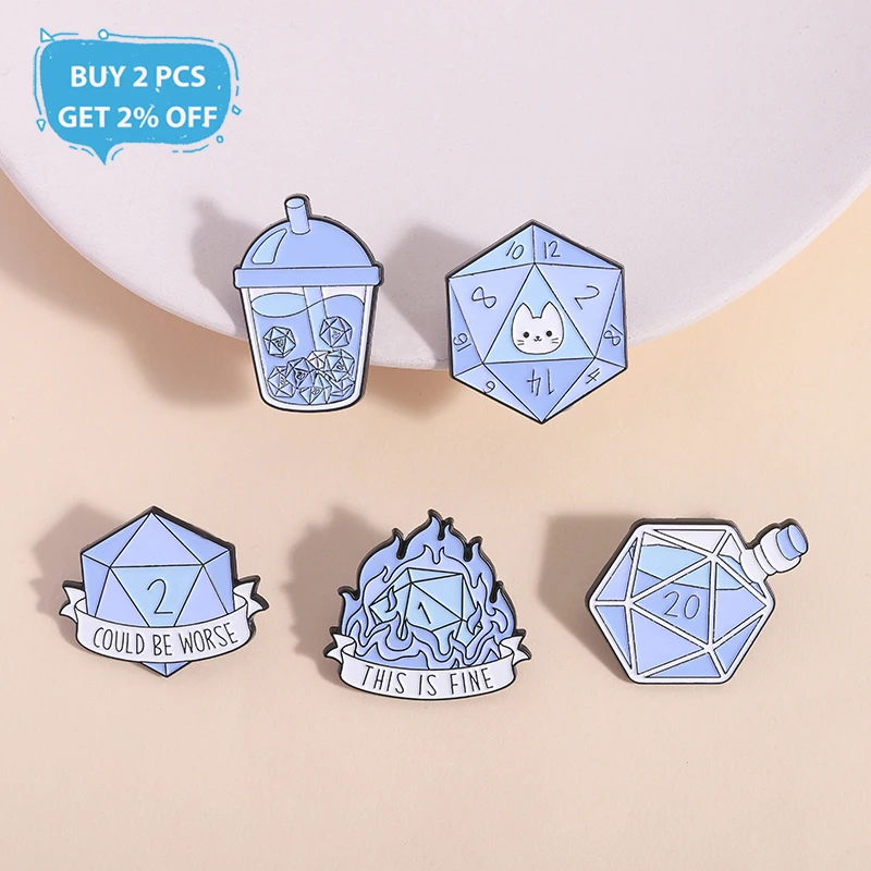 مضحك D20 النرد المينا دبوس لعبة آر بي جي قد تكون أسوأ هذا غرامة لهب النرد دبابيس شارة التلبيب مجوهرات هدية لمحبي الأصدقاء #2