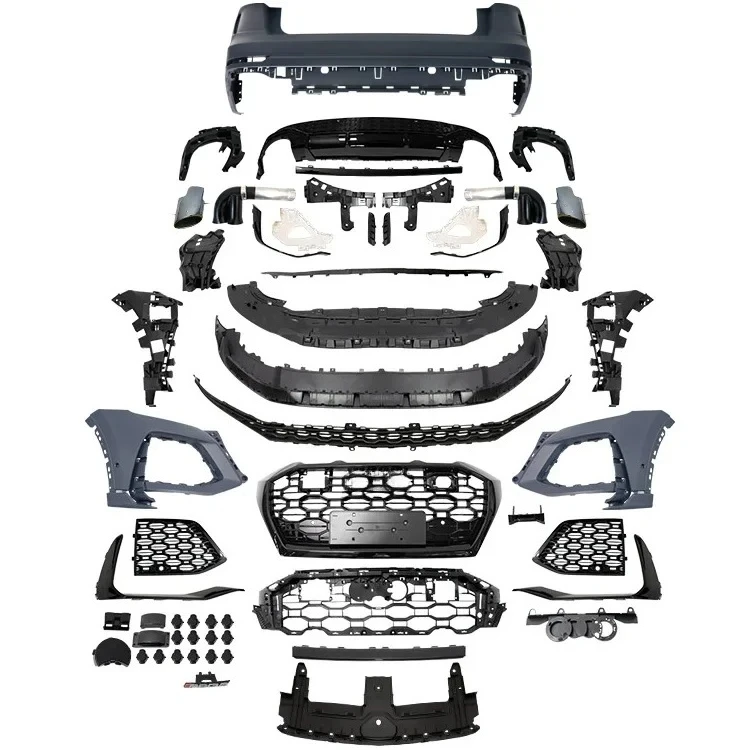 

PP Material for Q8 upgrade RSQ8 body kit front car bumper lip with grill rear bumper diffuser and exhaust tips