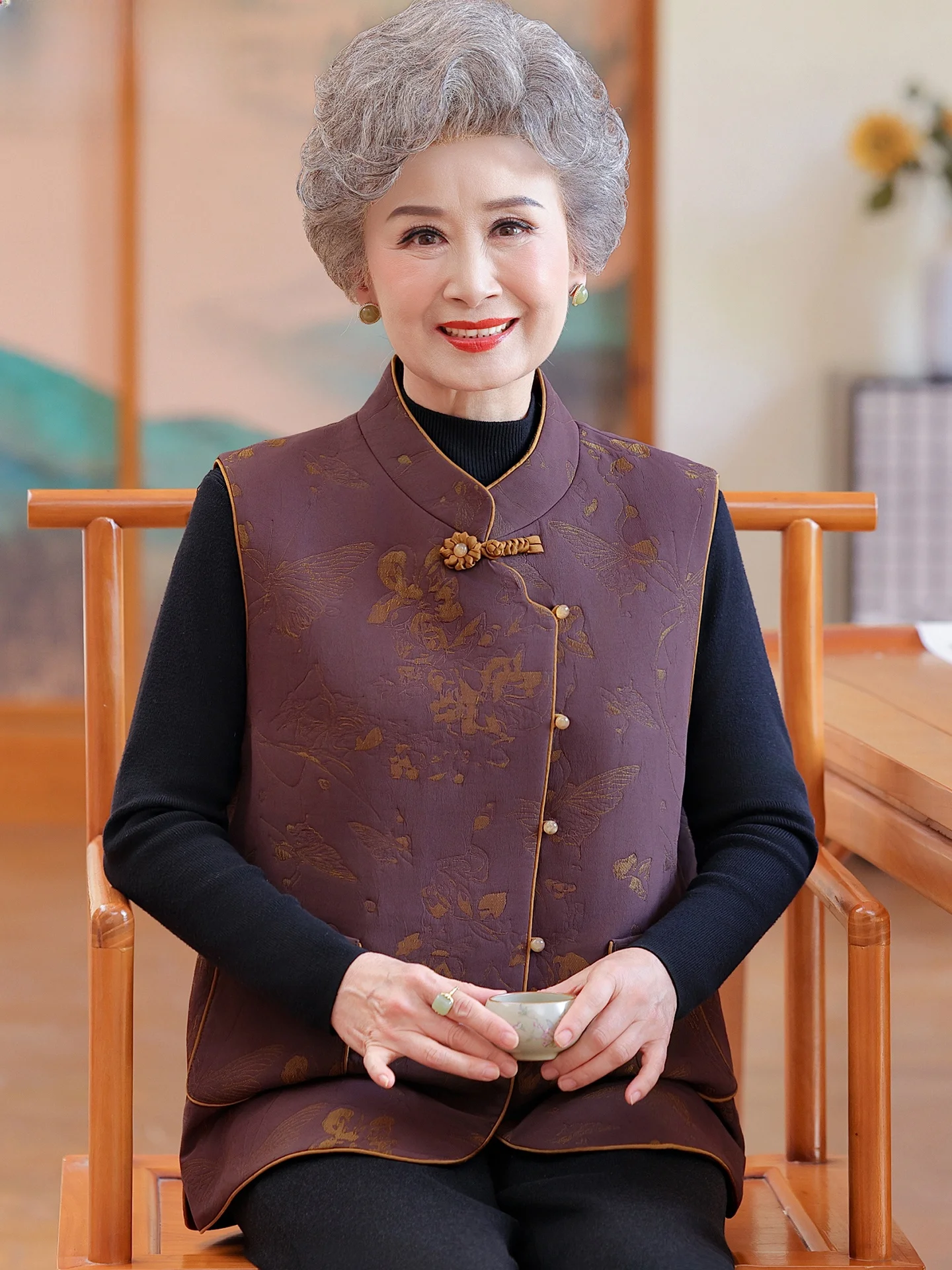 

Весенне-осенний жилет ly, женская верхняя одежда, традиционный китайский жилет, свободный крой, дышащий, антистатический, пригодный для ношения