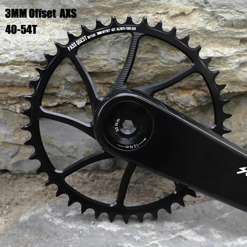 

Applicable RACE FACE (3mm offset ) AXS Round Narrow Wide Chainring 40-54T Only supports AXS12 speed chain