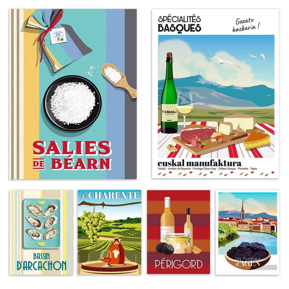 Basque Country, Arcachon Basin, Périgord, Saint Jean de Luz, Espelette peppers, Biarritz, Saint Jean de Luz tourist food poster
