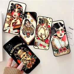 Old School Tattoo Phone Case Silicone Soft for iphone 15 14 13 12 11 Pro Mini XS MAX 8 7 6 Plus X XS XR Cover