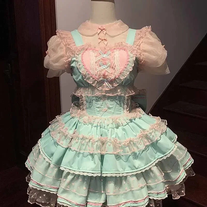 SN55Sweet Lolita Dress Girls Sleeveless JSK  Black Pink White Lolita Dress Without Shirt Party Dress For Girls Plus Size@54WE