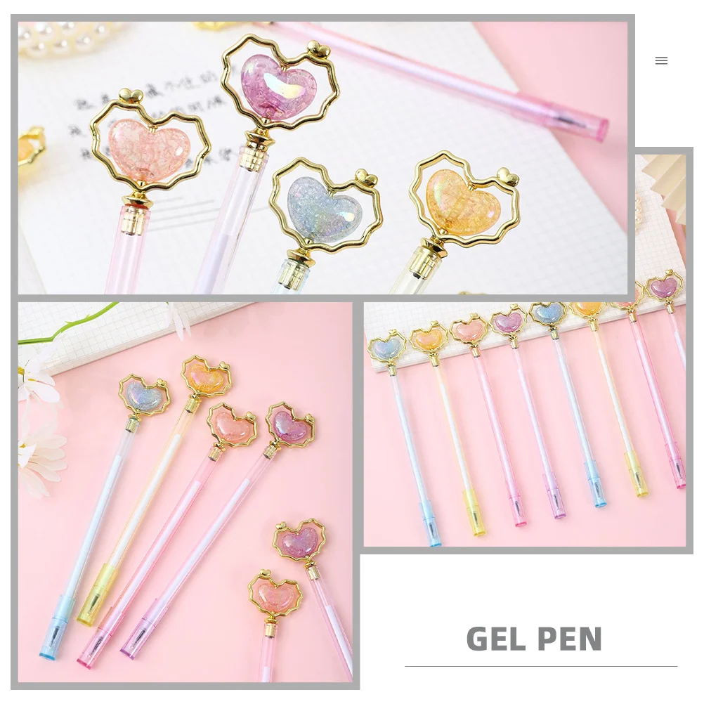 10pcs Heart Gel Cute Writing Pens For Students Girls Office Multipurpose Stationery Note Students Prize Gifts Taking Pens