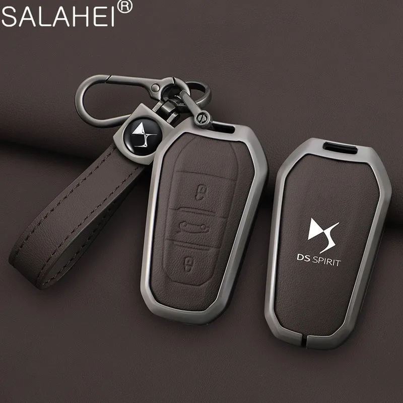 Zinc Alloy Leather Car Smart Remote Key Case Cover Shell For DS DS7 DS5 DS6 DS9 New Energy DS4 Dias Auto Keychain Accessories