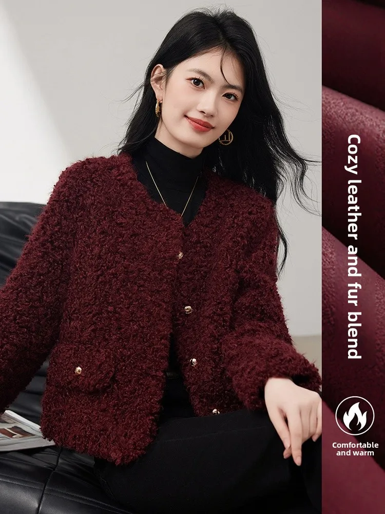 

Женская стеганая куртка из искусственного меха под овчину, маленький размер, высококачественная имитация меха, верхняя одежда для весны и осени, с квадратными плечами